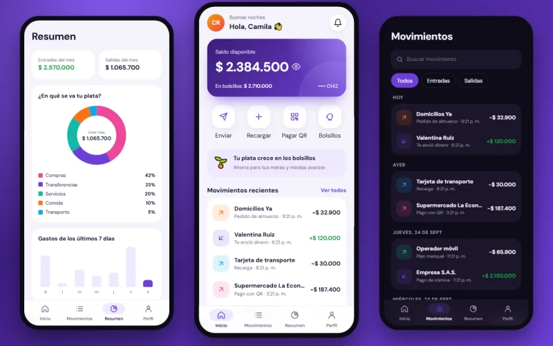 Captura de pantalla de App Móvil: Billetera Digital