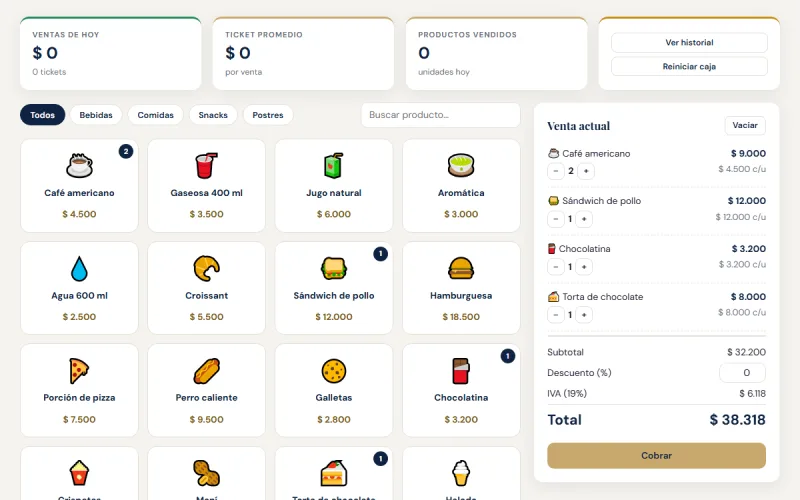 Captura de pantalla de Punto de Venta (POS)