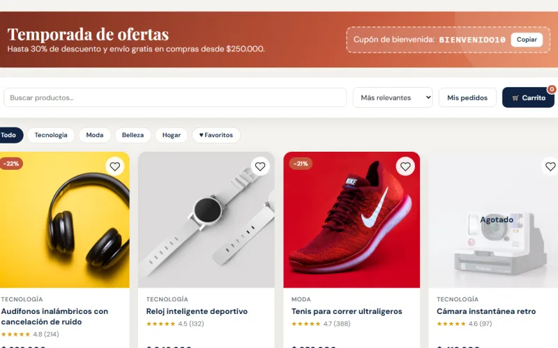 Captura de pantalla de Tienda en Línea